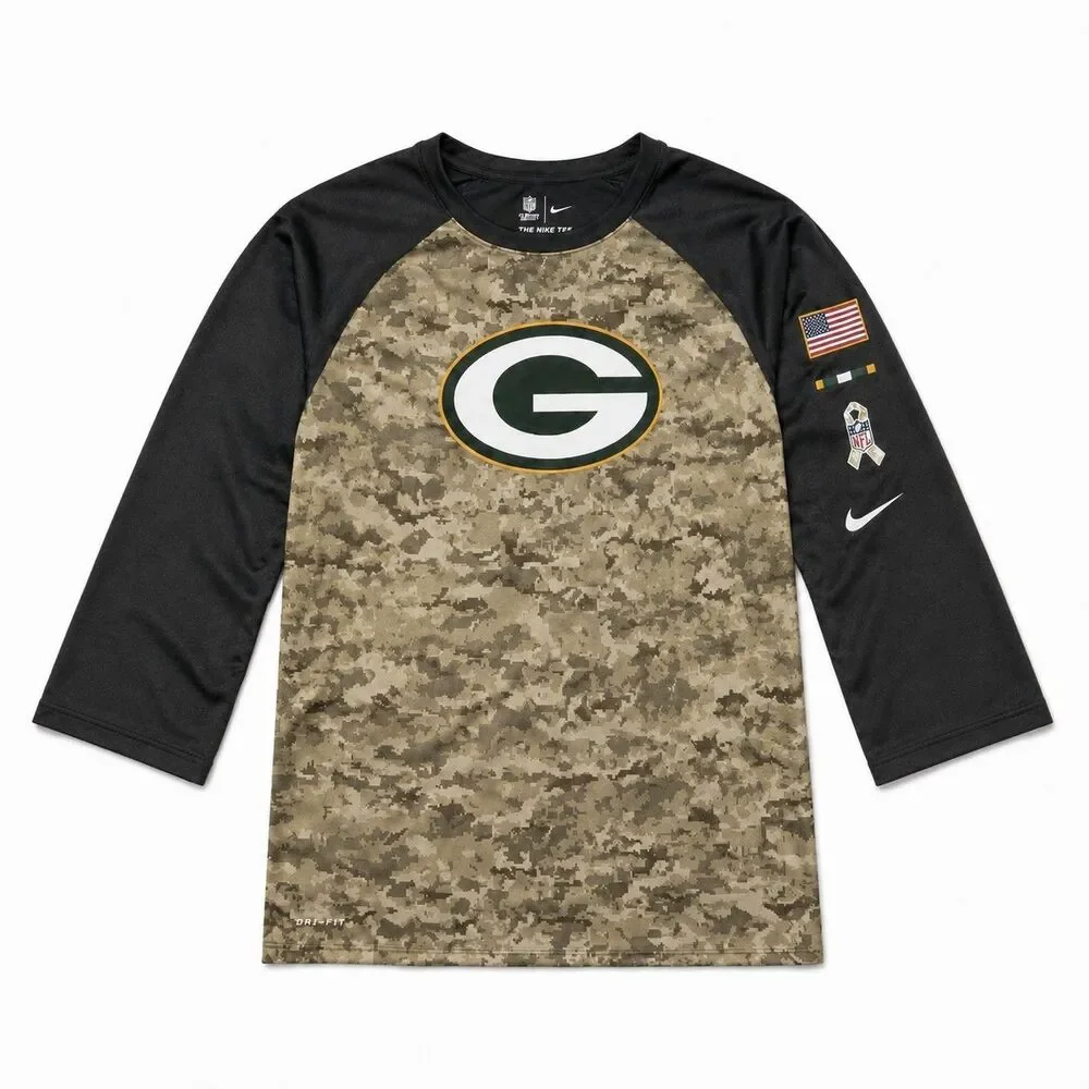Nike DriFIT Green Bay Packers Salute To Service Digital Camo T Shirt Mens Medium